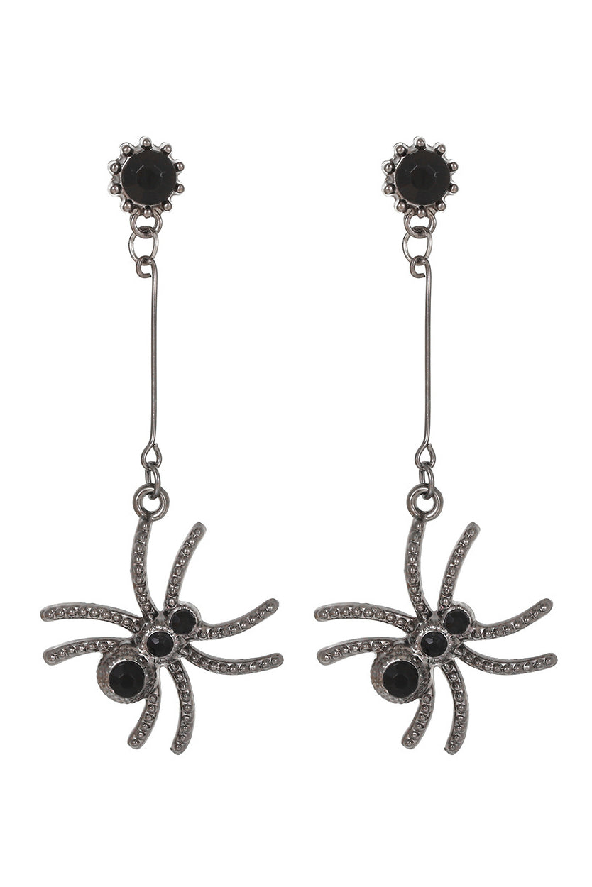 Crystal Embellished Spider Drop Earrings