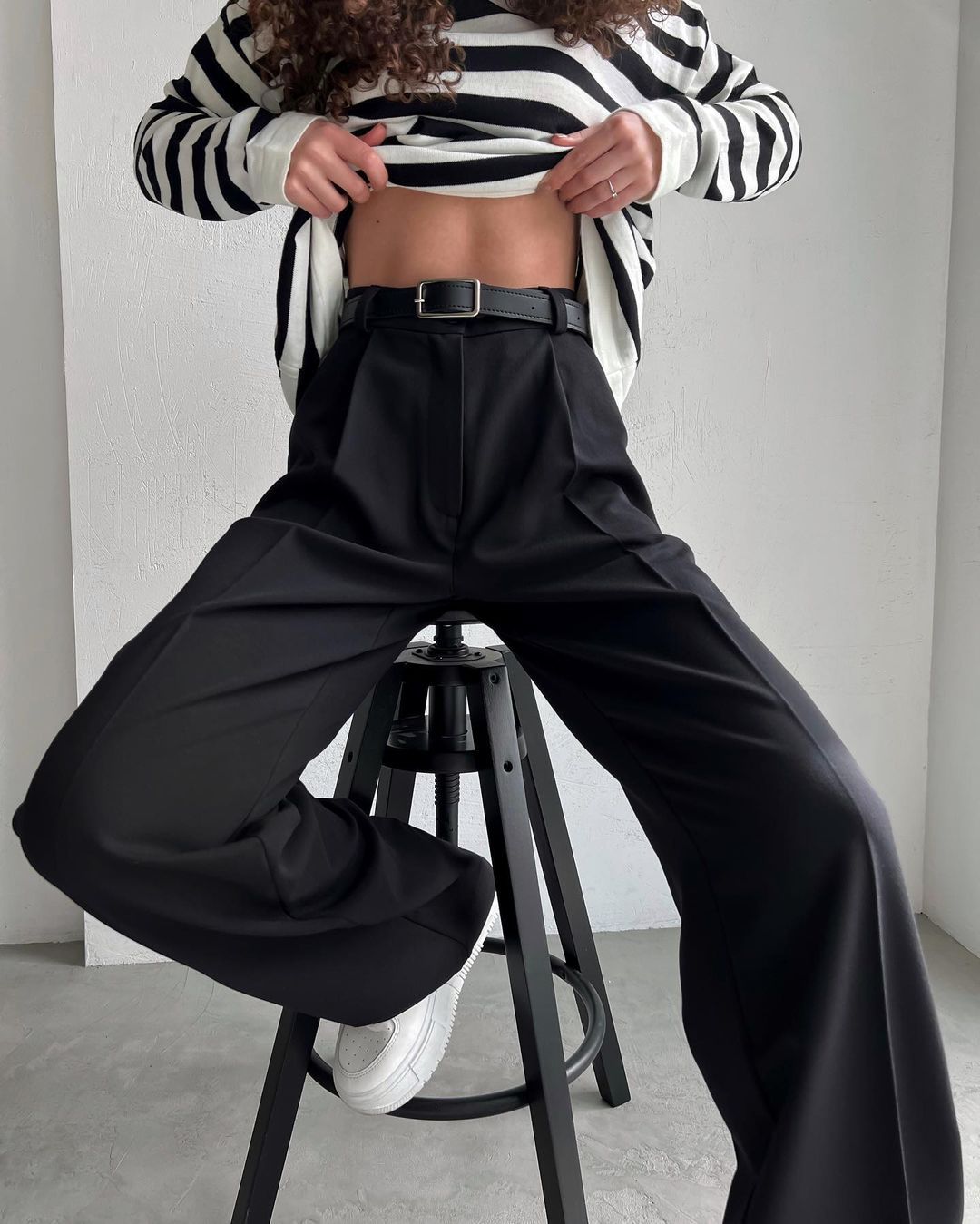 High-Waisted Straight-Leg Wide-Leg Suit Pant