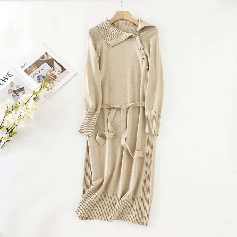 Women’s Autumn Winter Turtleneck Sweater Dress: Elegant Knee-Length Knitted Coat