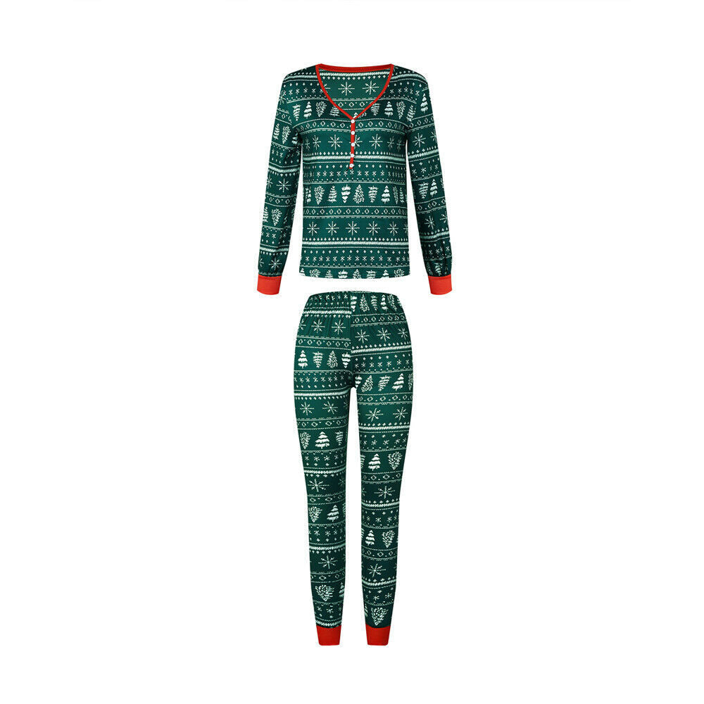 Green Christmas Tree Patterned Family Matching Pajamas Sets