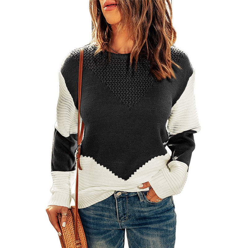 Knitted Top Women Autumn Winter Clothing Round Neck Bottoming Shirt Pullover Sweater