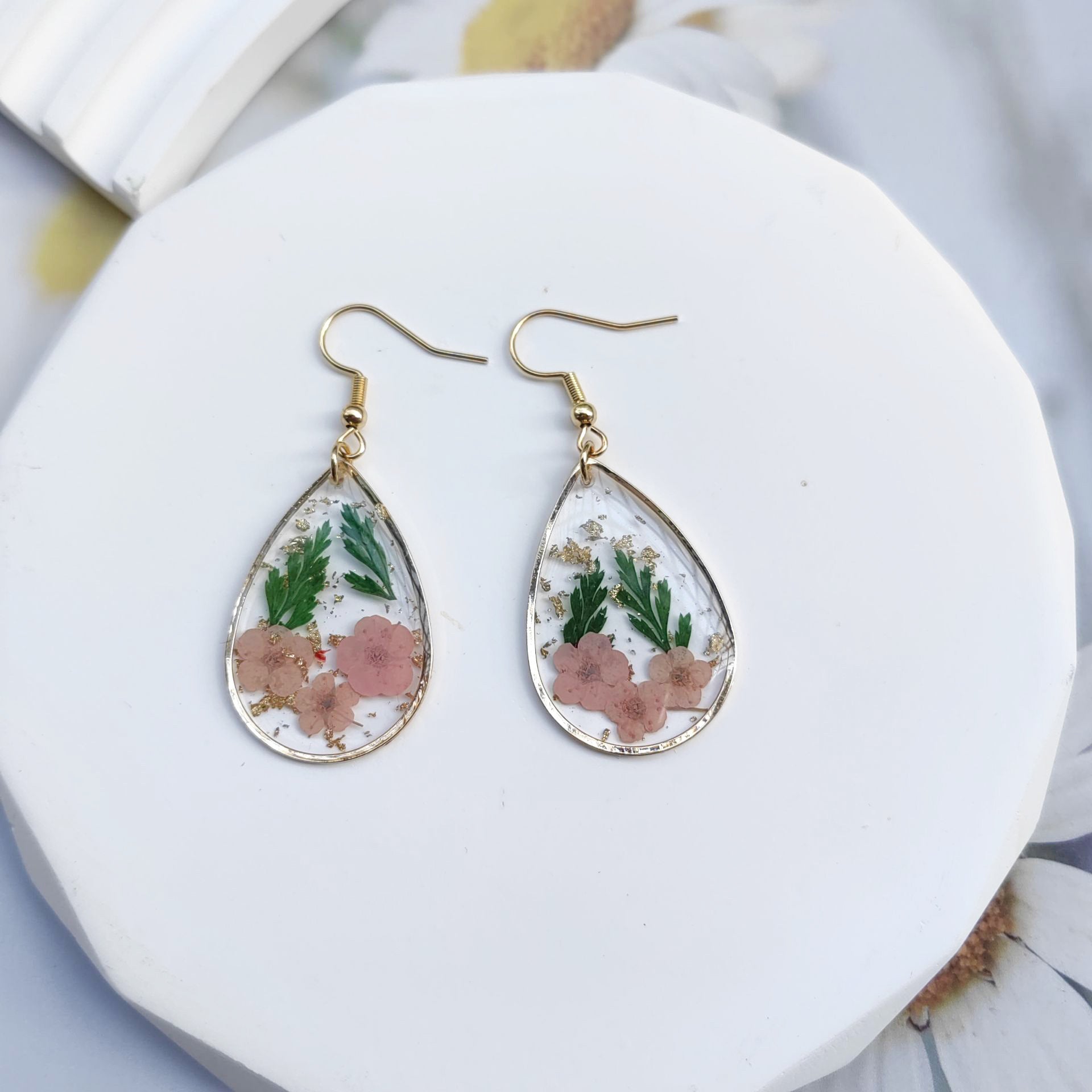 Drop Glue Dried Flower Eternal Flower Earrings