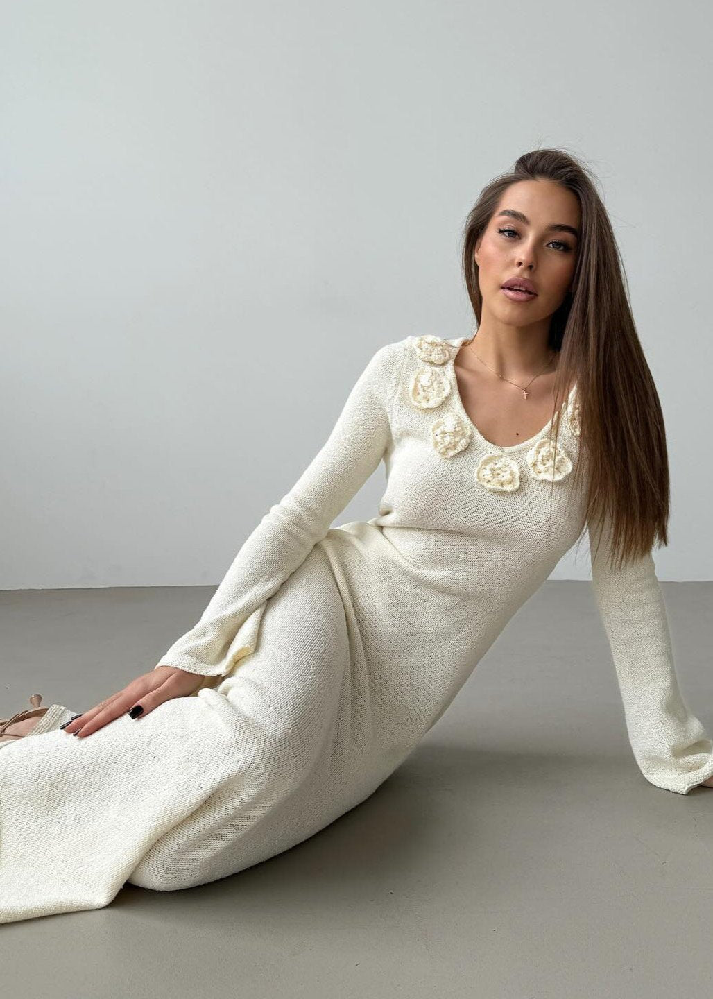 Elegance Embellished Maxi Knit Dress