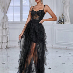 Spring Summer Women Clothing Sexy Dress Butterfly Sequin Stitching Mesh Evening Dress – Shop Now!