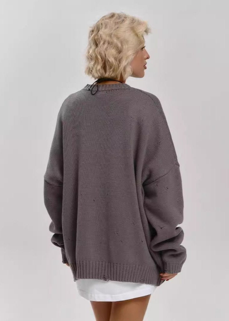 Distressed Oversized Sweater - Effortless Edge