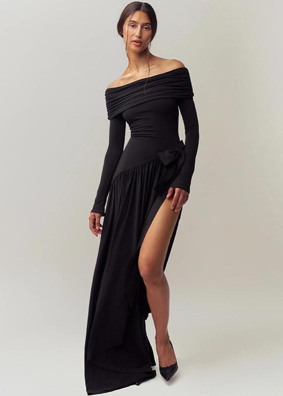 Ruby Elegance Off-Shoulder Gown