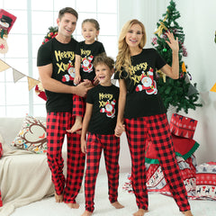 Red Plaid Short Sleeves Family Matching Pajamas Set