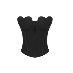 Black Sleeveless Peach Heart Tight Strapless Top Knitted Waist Girdling Band Vest Waist Seal Chest Wrap