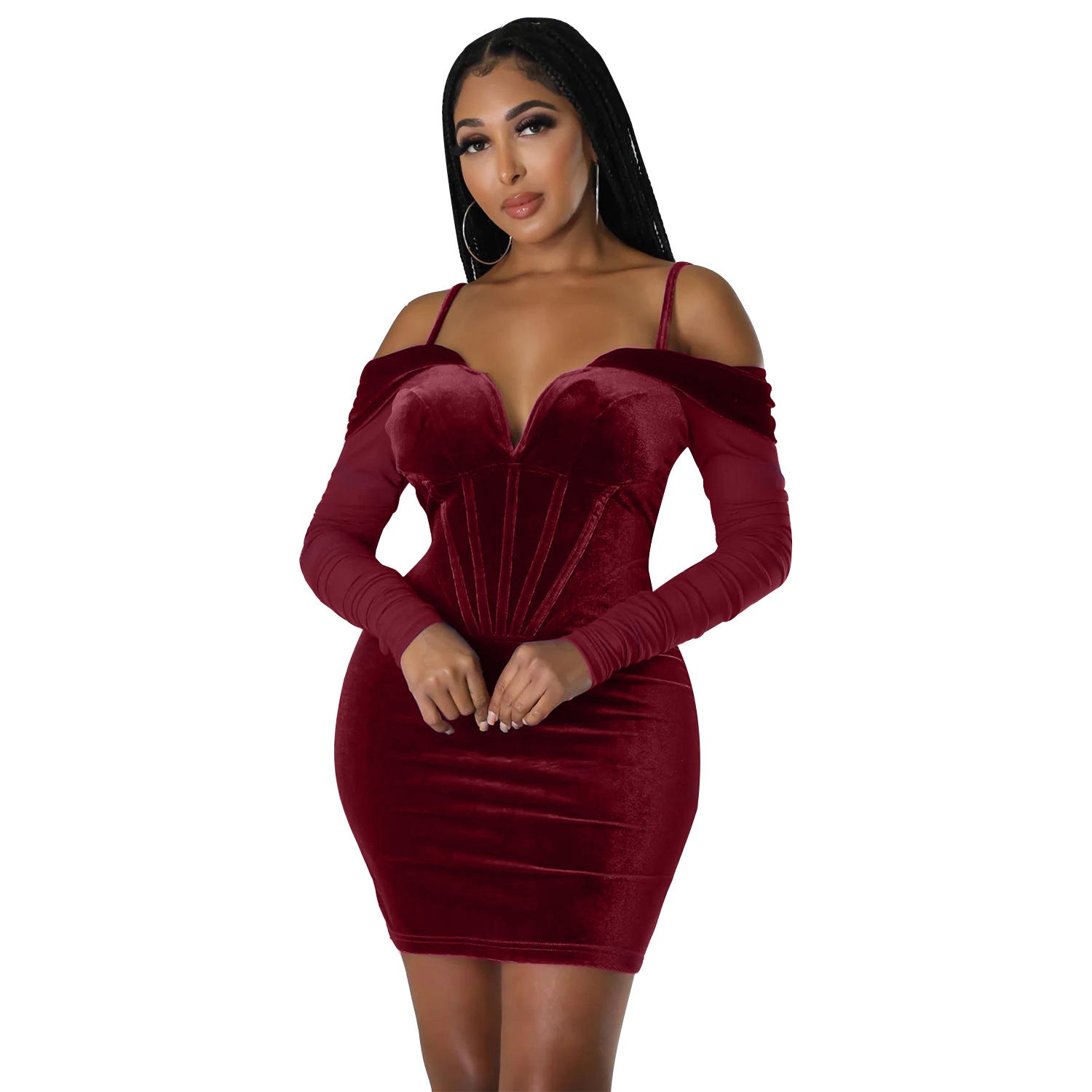 Autumn Winter Women Clothing Sexy Tight Mesh Long Sleeve Dress Women