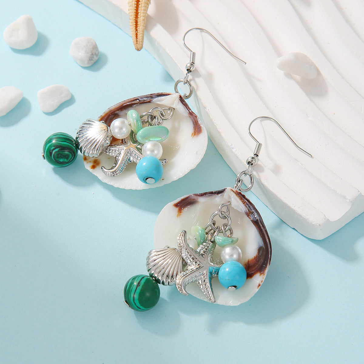 Boho Style Shell Beaded Braided Earrings