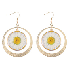 Resin Daisy Dried Flower Earrings