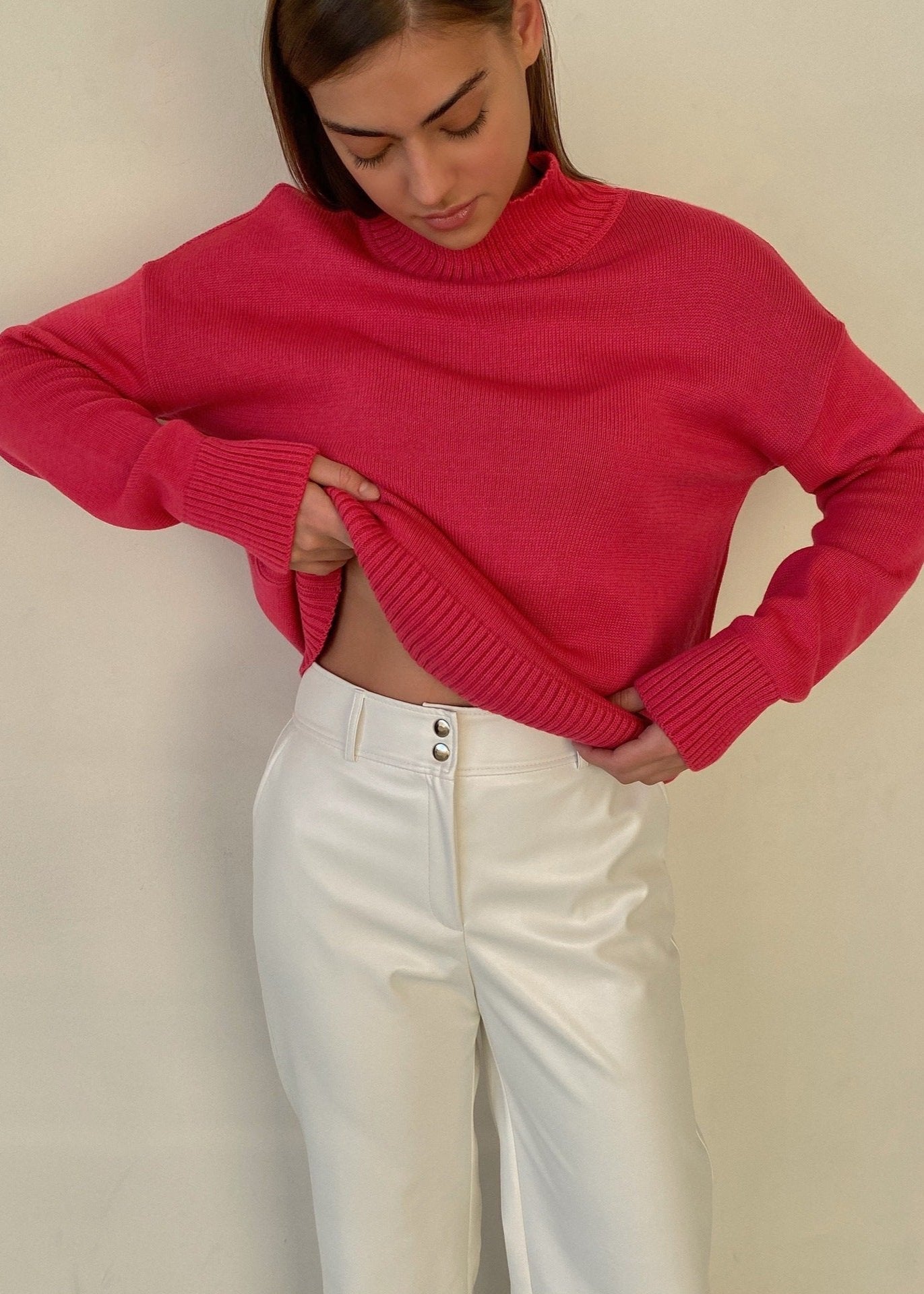 Classic High-Neck Knit Sweater