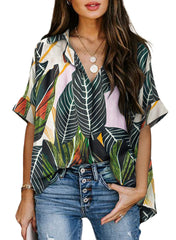 Summer Women’s V Neck Half Cardigan Short Sleeve Shirt – Lightweight and Stylish