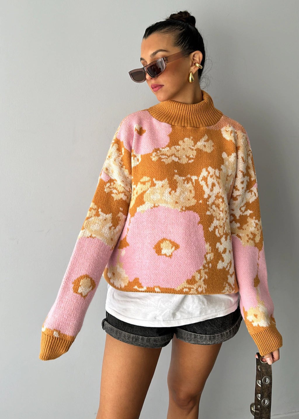 Oversized Floral Knit Sweater