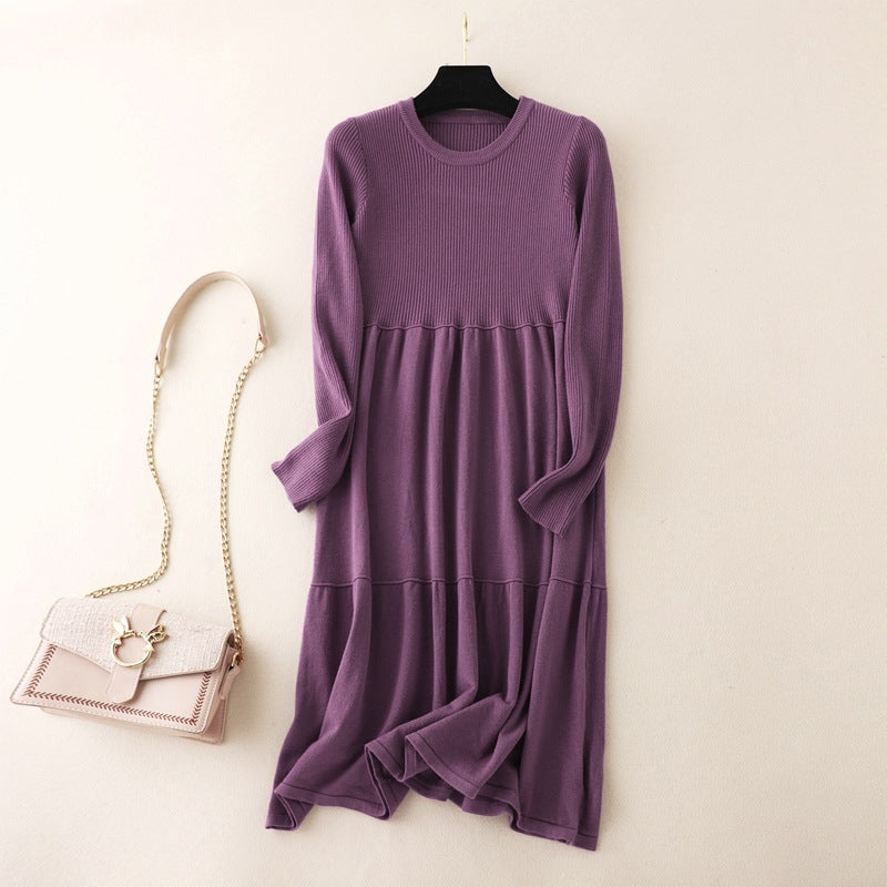 Mid Length Sweater Dress Over The Knee Women Autumn Winter Base Ride Loose Oversized Knit Dress Long Dress