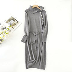 Women’s Autumn Winter Turtleneck Sweater Dress: Elegant Knee-Length Knitted Coat