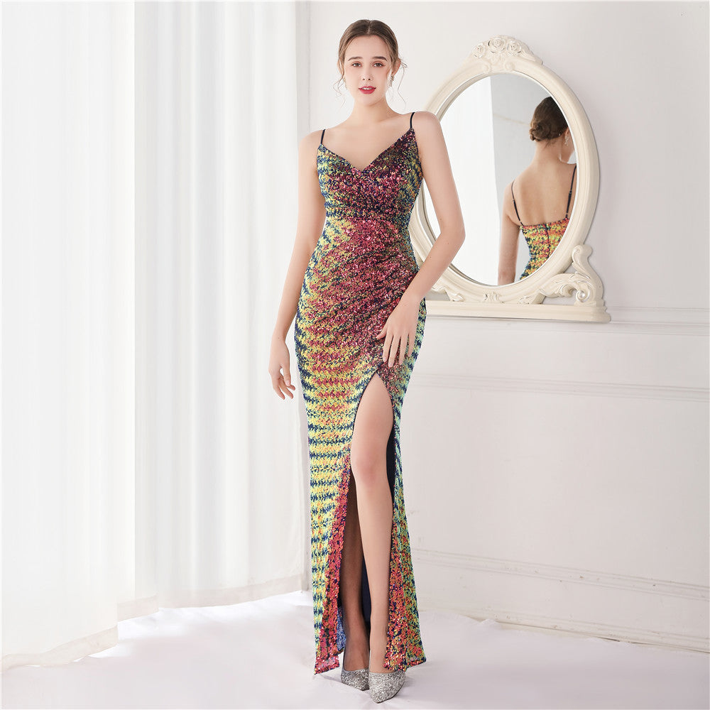 Sequined Fishtail Formal Dress – Performance Cocktail Evening Dress