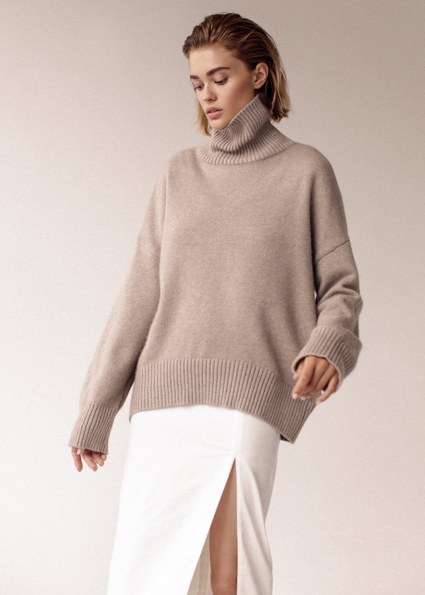 Luxe Ribbed Turtleneck Sweater