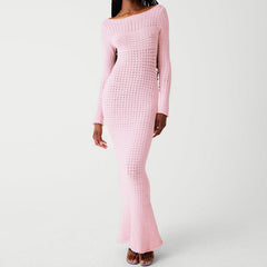 Sexy Backless Sweater Knitted Dress: Autumn Long Sleeve Maxi Dress for Women