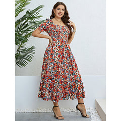 Summer Floral off Shoulder Waist Slimming Dress