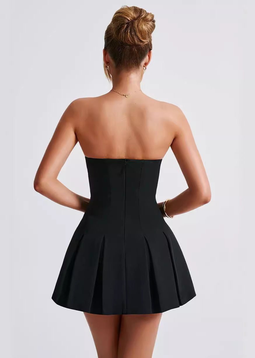 Elenor Strapless Pleated Mini Dress