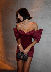 Crimson Elegance Satin Mini Dress