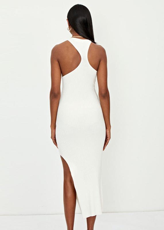 Effortless Ribbed Halterneck Maxi Dress