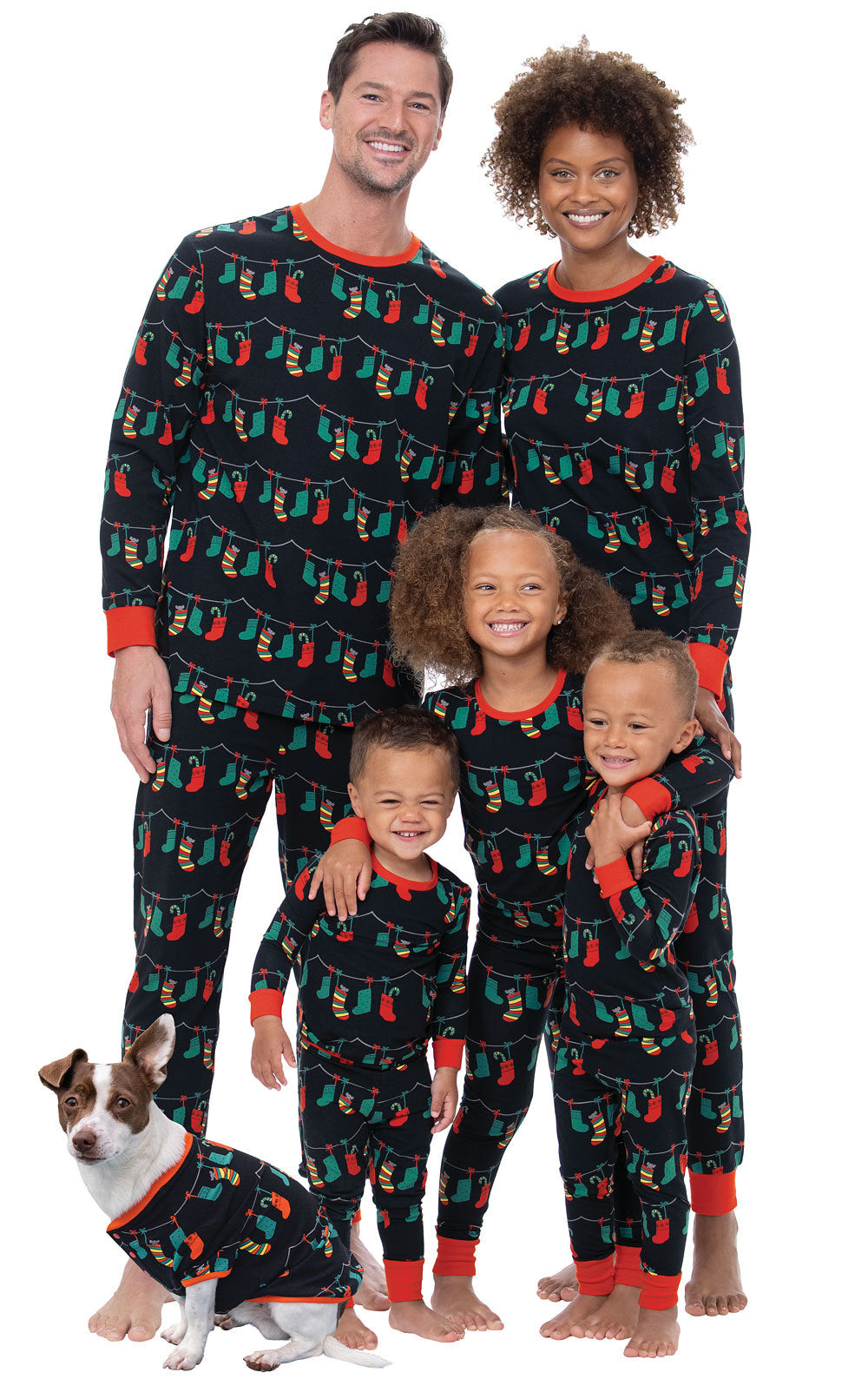 Black Christmas Light Bulb Fmalily Matching Pajamas Sets (with Pet's dog clothes)