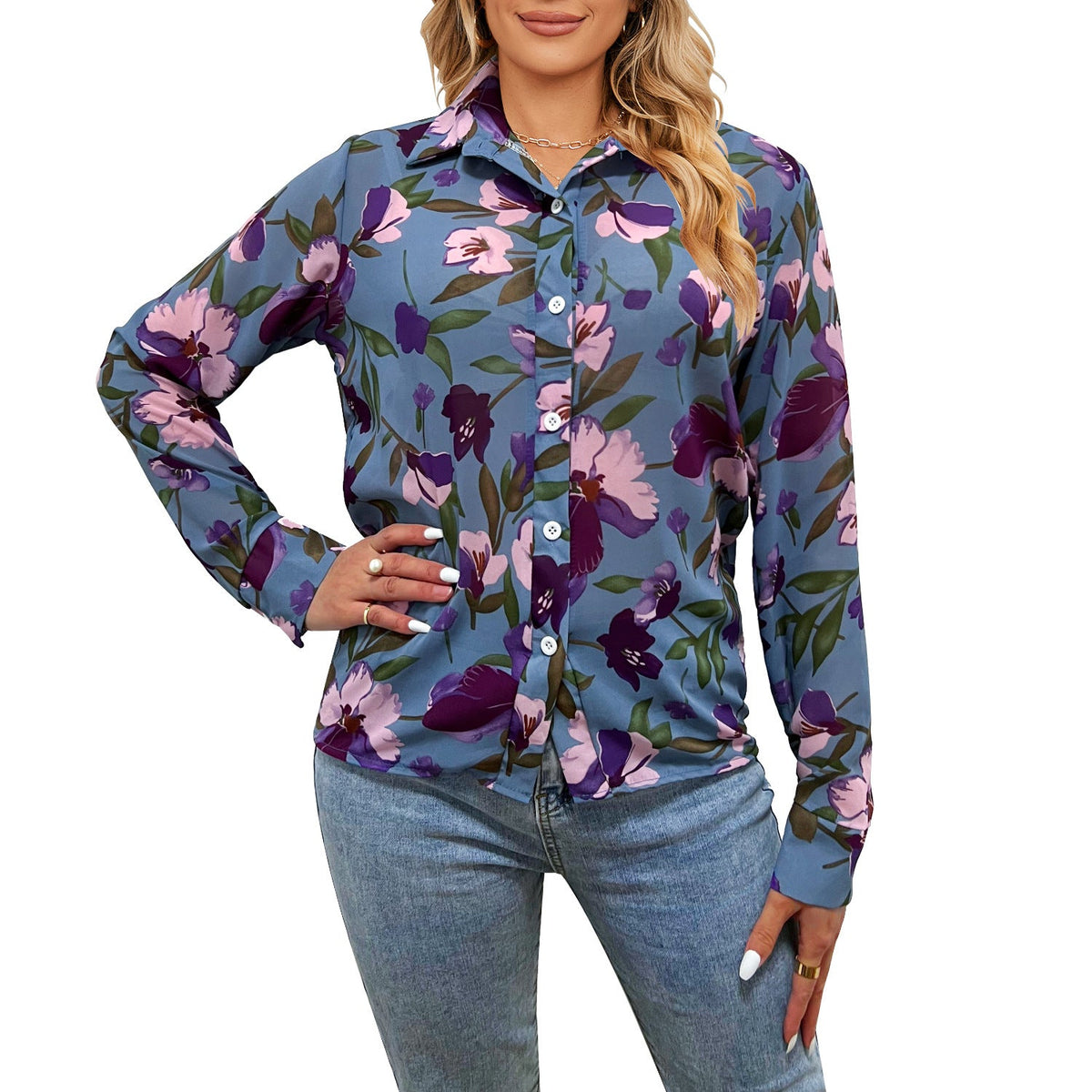 Women’s Spring Summer Floral Printed Top – Trendy Flower Shirt