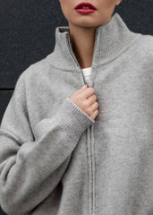 Luxe Heathered Zip-Up Sweater