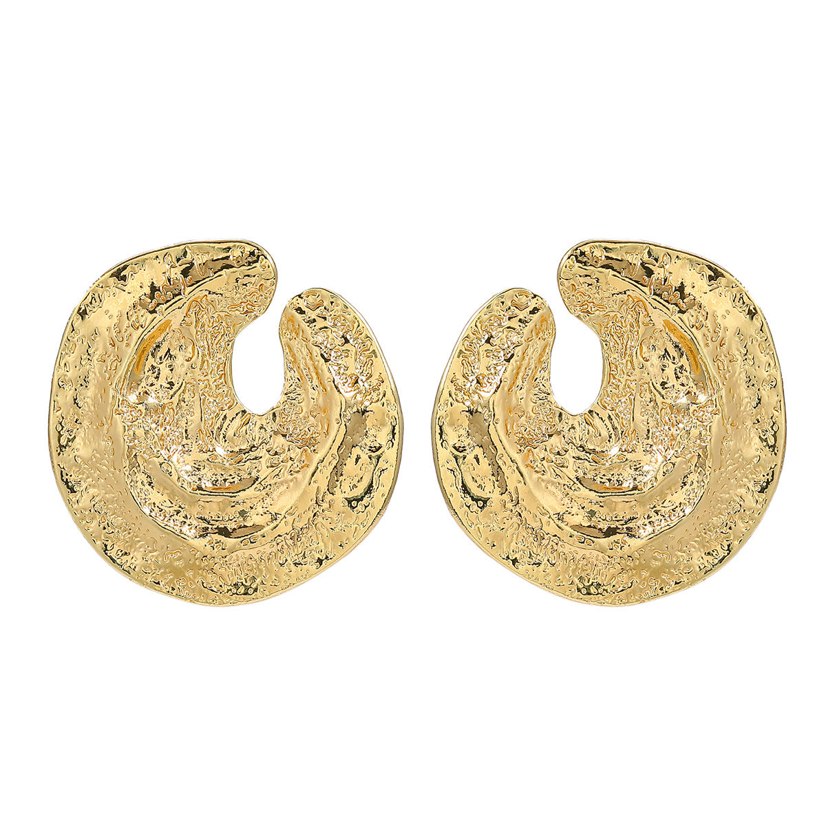 U-Shaped Irregular Surfaces Round Stud Earrings