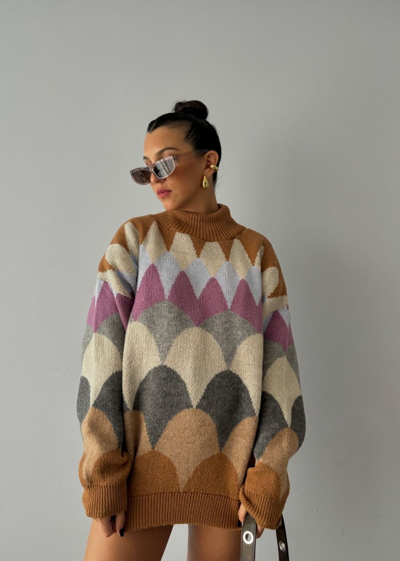 Geometric Knit Sweater - Bold Retro Vibes