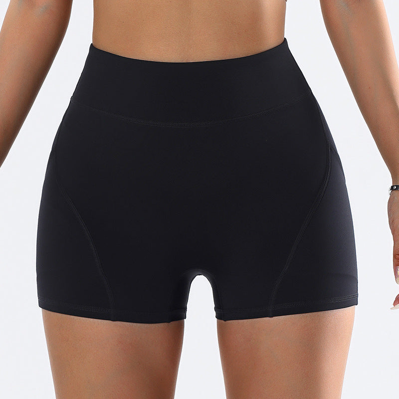 Summer Yoga Pants Slim Fit Sports Peach Hip Pants Height Belt Pocket Outdoor Exercise Shorts