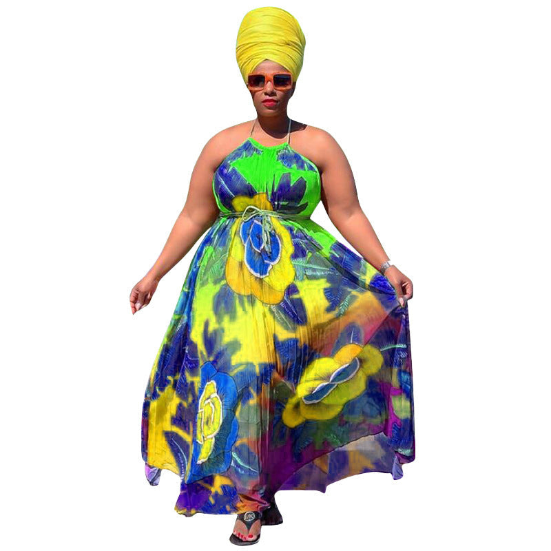 Plus Size Digital Printing Large Swing Dress Dress Women Clothing