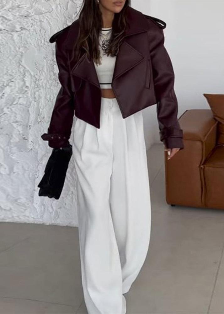 Cropped Oversized Leather Jacket