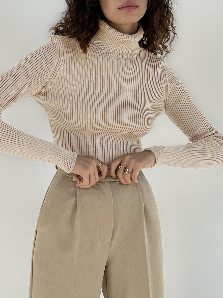 Threaded High Neck Long Sleeve Top