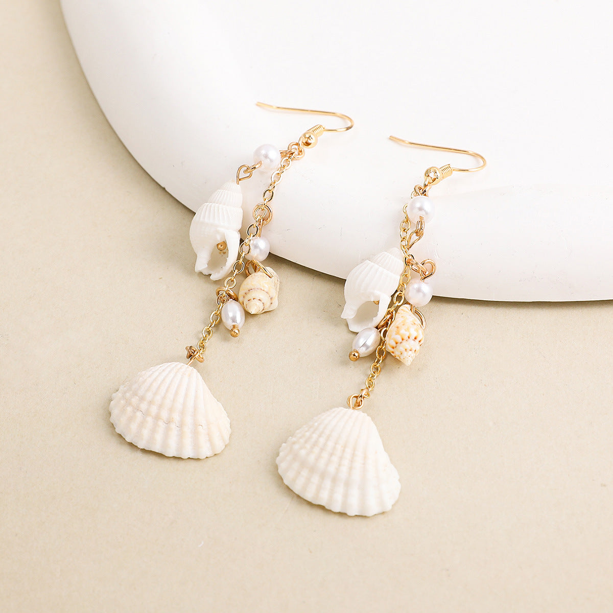 Shell Beads String Conch Earrings