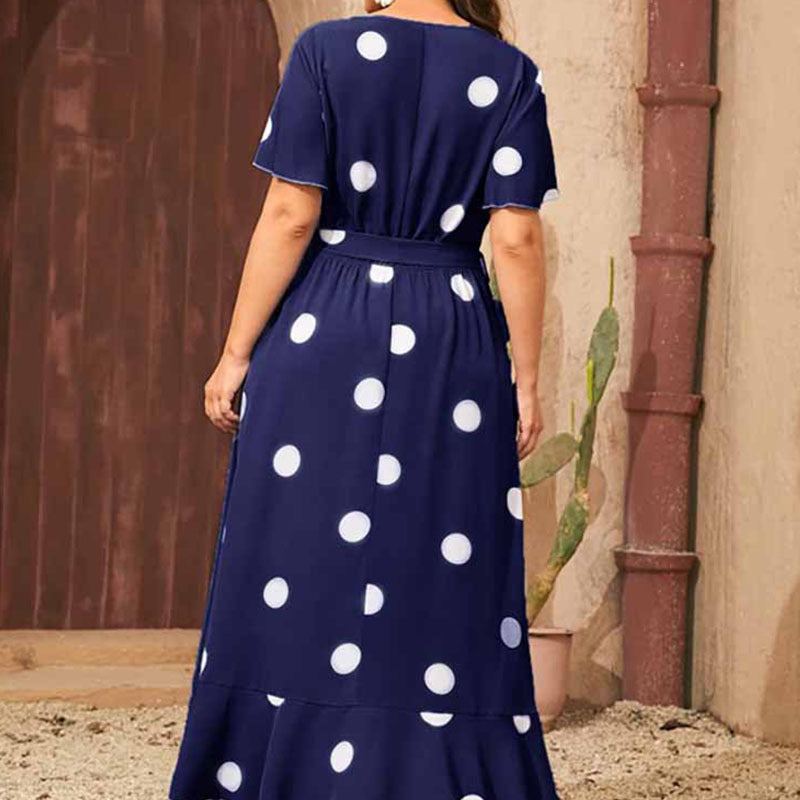 Plus Size Products Polka Dot Simple Dress Elastic Waist Printed Dress Women