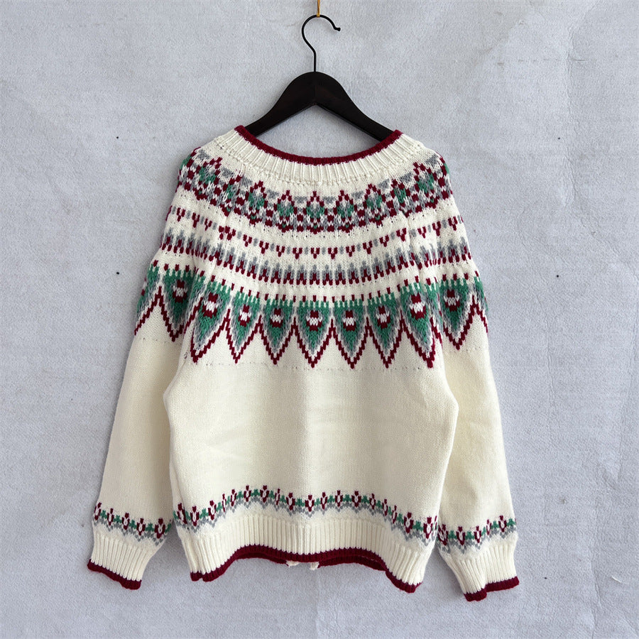 Ethnic Style Geometric Pattern Knitted Cardigan