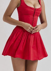 Crimson Corset Flare Mini Dress