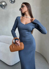 Tawny Ribbed Knit Midi Dress