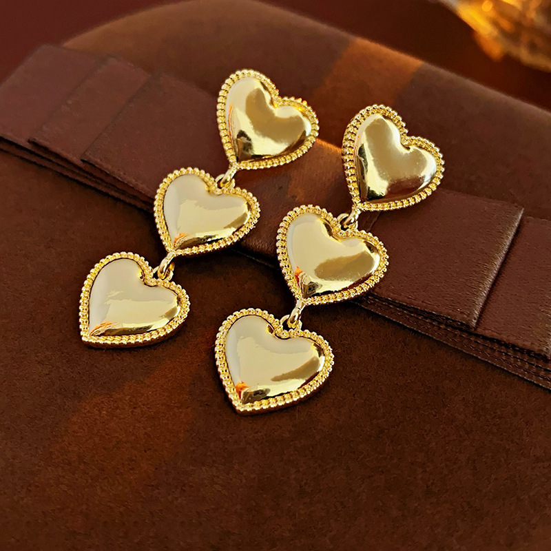 Luna Love - Triple Heart Gold Earrings