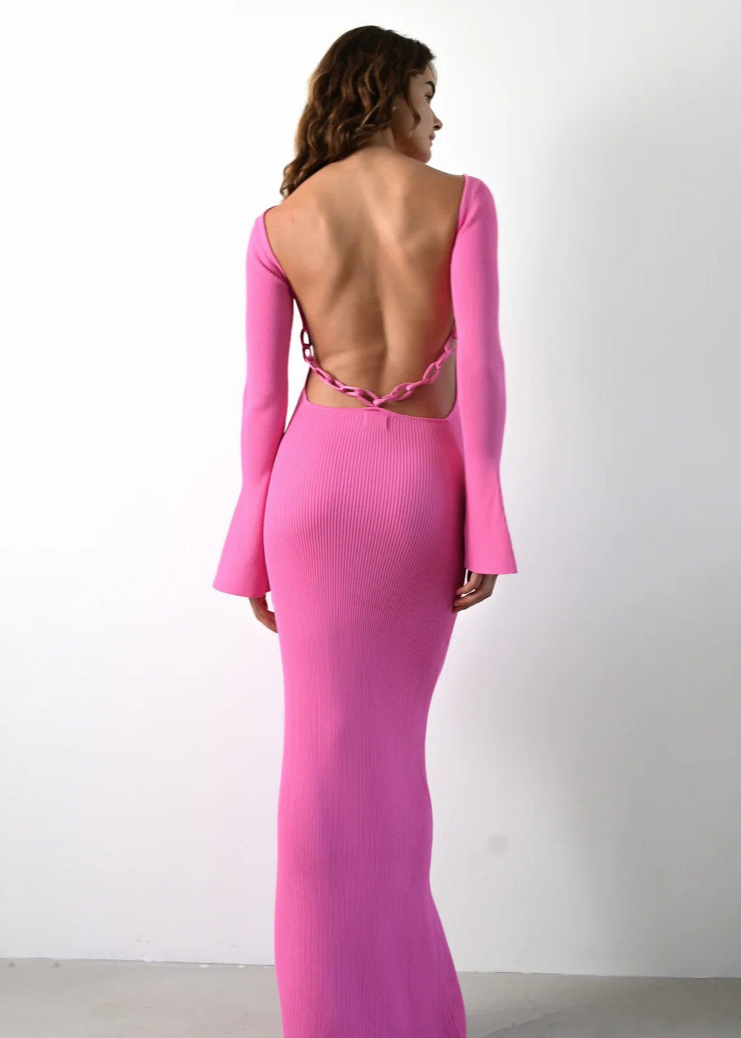 Radiant Allure Open-Back Knit Dress