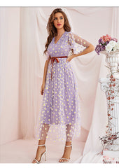 Dress V neck High Waist A  line Fairy Dress