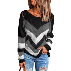 Color Matching Autumn Winter Loose Top Snow Color Matching Knitted Sweater