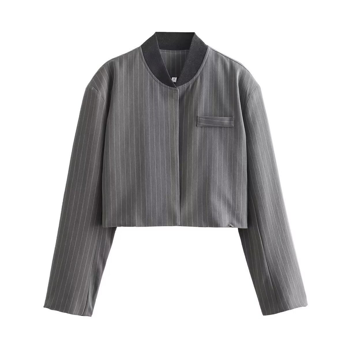 Vertical Striped Shoulder-Padded Suit Jacket And Pant Set