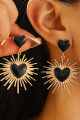 Sunburst Heart Shaped Dangle Earrings