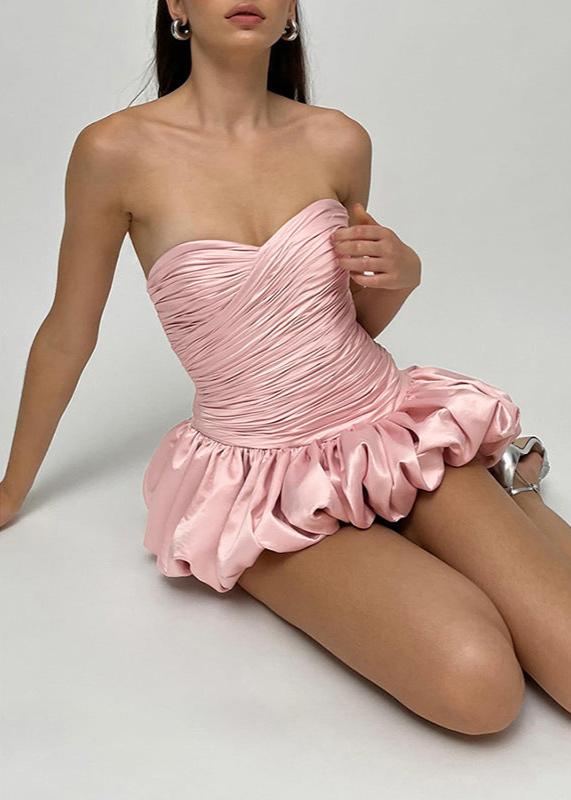 Blush Satin Bubble Mini Dress