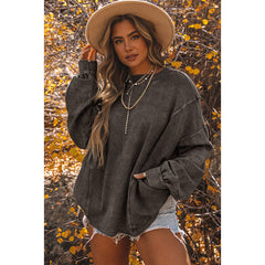 Autumn Solid Color Loose Sweater Women Simple Pullover round Neck Long Sleeves Top Women