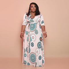 Plus Size Summer Printing Loose Long  Women Dress